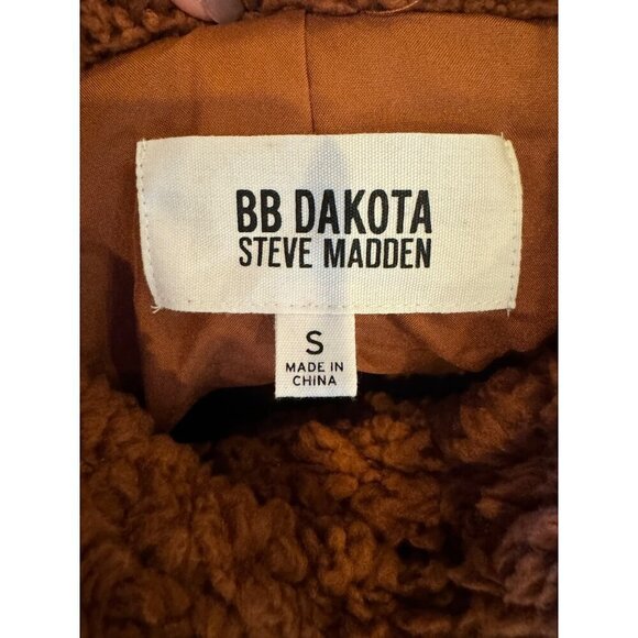 BB Dakota Coat Women Small Brown‎ Sherpa Fuzzy Teddy As She Goes Jacket NWOT - Picture 7 of 10